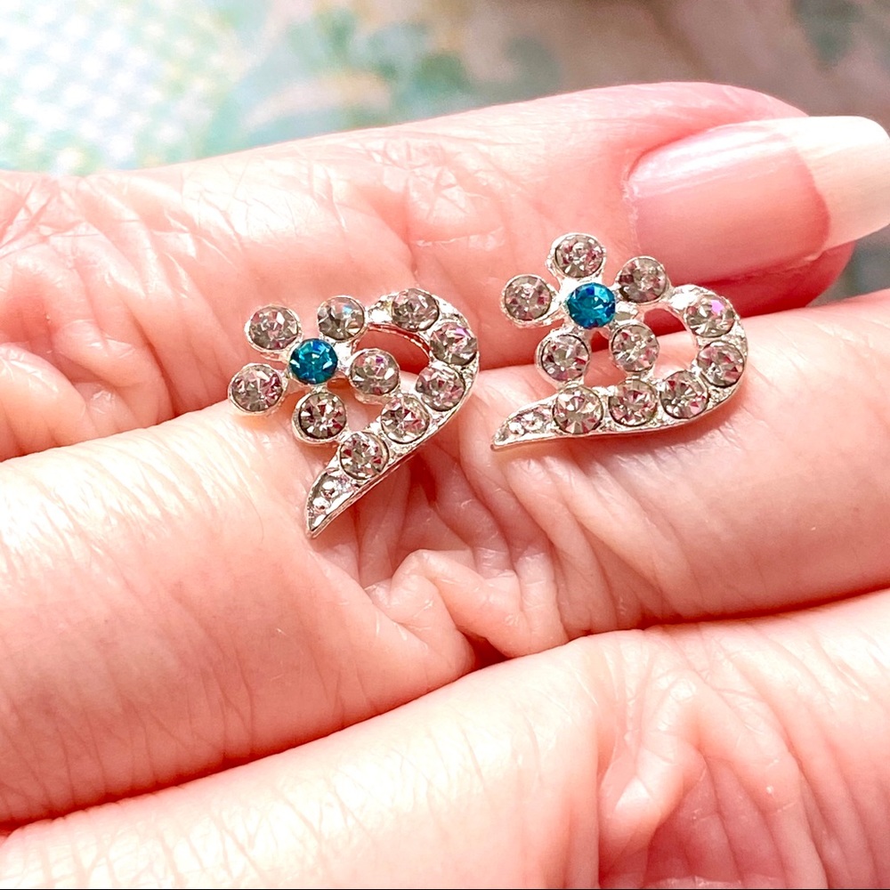 Earrings Sterling Silver Crystal Flowers NEW
